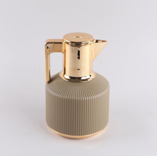 JMAHM 1 l kaffekanna tedispenser termisk kaffeisolerad kanna hålla drycker 12 timmar varm/24 timmar kall dubbelvägg vakuumkanna med tryckknapp topp (brun)
