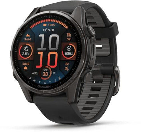 Garmin Bright Amoled Fenix 8-43 MM | Upto 29 Days of Battery Life in Smartwatch Mode | 24/7 Heath and Wealth Monitoring Built-in Speaker, Microphone and LED Flashlight