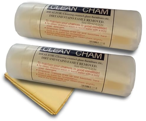 2PCS Premium Car Shammy Towel, Super Absorbent Chamois Cloth for Car Drying, No Scratch & Spots Car Drying Towel, 22 x 17 Soft Reusable Wash Cloth for Most Cars (Yellow, Large Size)