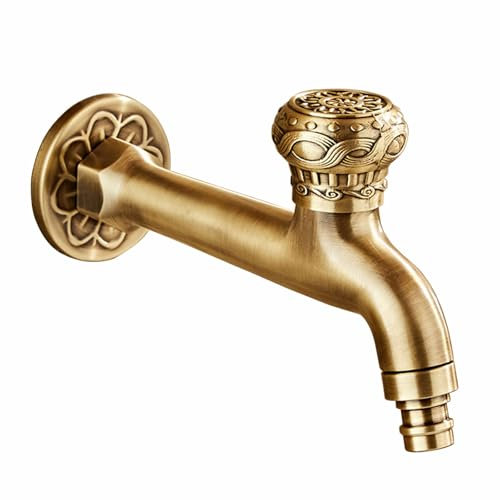 SXWYLZ Robinet Jardin Vintage Robinet Exterieur Jardin decoratif Robinet D'Eau Froide Robinet en Laiton Exterieur Applique Mural Robinet Extérieur Antigel,Bronze,18 Cm