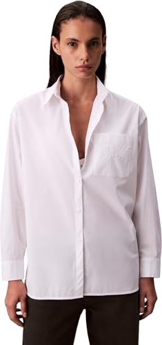 Calvin Klein Donna Camicia Poplin Relaxed Oversize, Bianco (Brilliant White), M