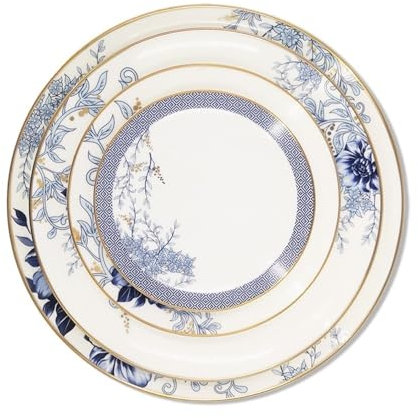 YLGTYUIK Dessertteller mit Goldrand, Blue Shadow, Essteller aus Knochenporzellan, runder Teller mit Goldrand, westliches Essen, Süßigkeiten, Gebäck, Geschirr, Teller, 4-teiliges Set, Essgeschirr