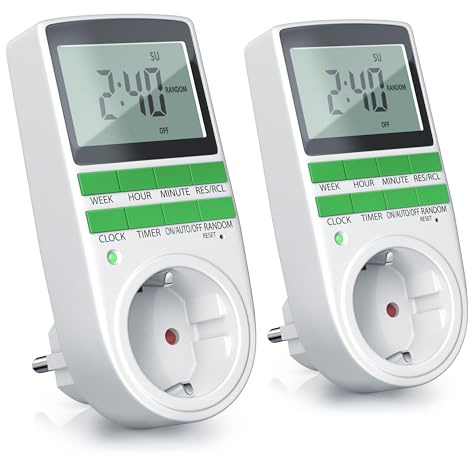 CSL - 2X Zeitschaltuhr digital - 2,1 LCD-Display 5,3 cm - 3680W - Digital-Zeitschaltuhr mit 10 konfigurierbaren Programmen - Back-Up Reserve-Akku - Zufallsschaltung - integrierter Berührungsschutz