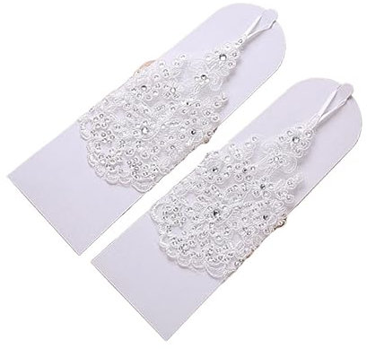 VALICLUD 1 Paar Spitzenhandschuhe handschlaufe handschuhe braut Kurze Handgelenk- lace gloves Elegant spitzen Hochzeits Weiß