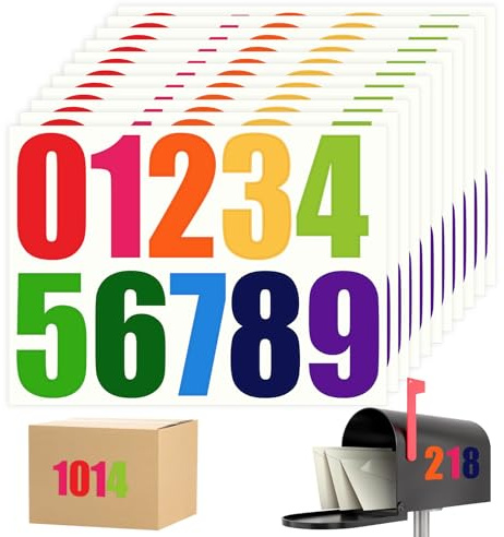 YQQYG Zahlen Aufkleber 100 Stück, 10 cm Bunt Briefkastennummern Zahlen zum Aufkleben, 10 Blatt Zahlen-Sticker Klebezahlen, Zahlenaufkleber, Wasserdichte Selbstklebende Vinyl Aufkleber