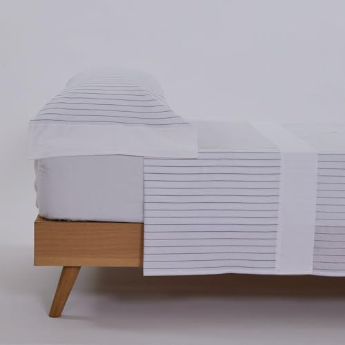 10XDIEZ Juego de sábanas algodón naia Blanco (Blanco - Cama de 160cm)