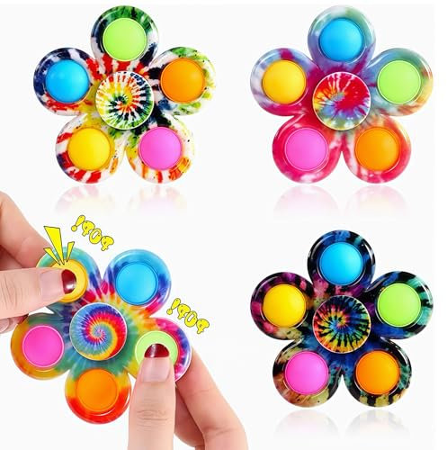 SSKHE Fidget Spinner Pop Toys Juego de 4,Alivio del estrés Juguetes Sensoriales, Spinner Bebe Portátil, Regalos divertidos para niños y adultos.
