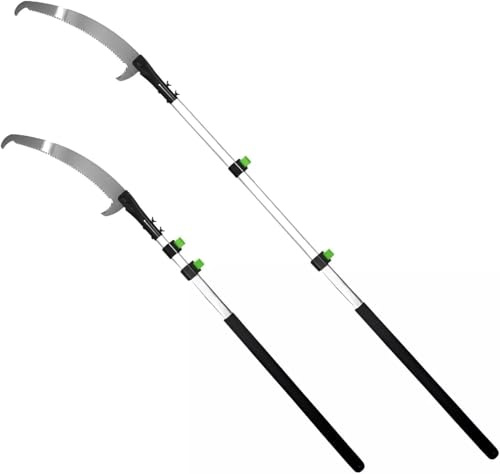 Telescopic Garden Tree Pruner Branch Cutting Lopper Aluminium Extendable Pole Long Reach Branch Leaves Tree Trimming and Pruning Forestry Yard Garden Patio Cutter (2.5 Meter Pruner Saw)