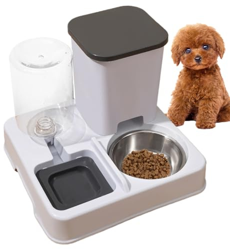 Futter und Wasserspender für Katzen, Tragbare Automatische Futterspender, Multifunktionaler Futternapf mit Großem Fassungsvermögen, für Katzen Kleine, Mittelgroßer und Großer Rassen