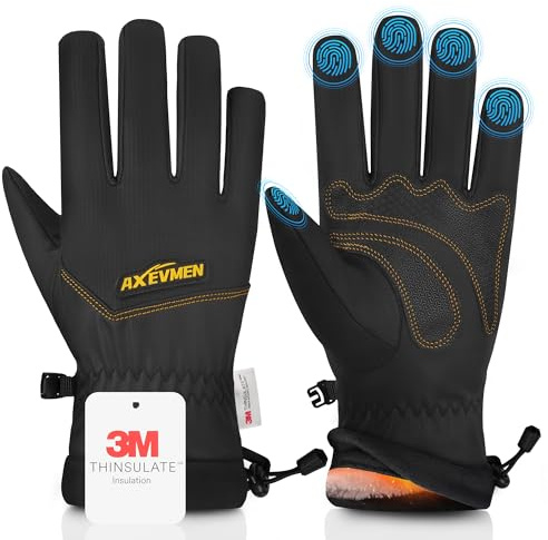 AXEVMEN Winterhandschuhe Herren Damen – Wasserdicht, Thermo Touchscreen | Plüschfutter & Winddicht & Rutschfest für Ski, Radfahren, Outdoor-Laufen und Wandern