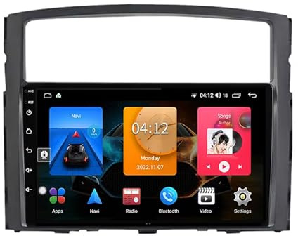 Genérico Sistema de navegación Android 14 Doble DIN para Mitsubishi Pajero 2006-2014, Pantalla táctil de 9, Receptor de Audio Integrado, GPS, Bluetooth, Manos Libres, RDS, SWC