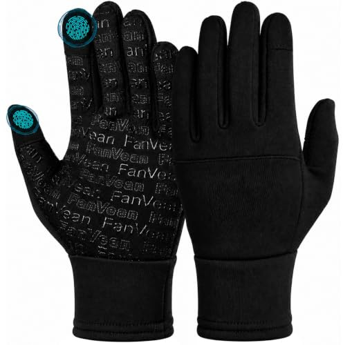 FanVean Handschuhe Winter Herren Damen: Fahrradhandschuhe winterhandschuhe Warme Touchscreen Anti-Rutsch Full Finger Handschuhfutter schwarz