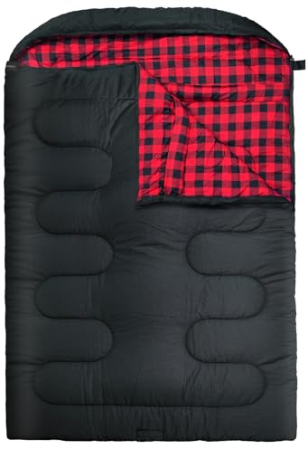 WKFAMOUT 0 Degree Double Sleeping Bag for Adults Queen Size 2 Person Sleeping Bag for Cold Weather with Compression Sack for Car Camping, Hunting and Tent Camp