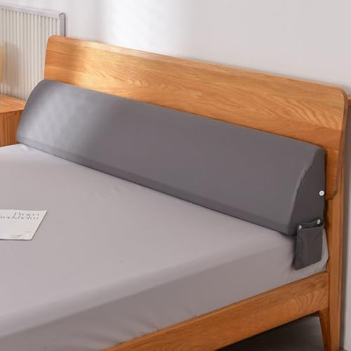 Almohada De CuñA Para Cama,Relleno Huecos,TamañO Completo Con Bolsillo Lateral,Funda ExtraíBle,Relleno El Espacio Entre ColchóN Y Cabecero,Espuma Alta Densidad Dormir Leer(Size:137*25*15cm,Color:Gray)