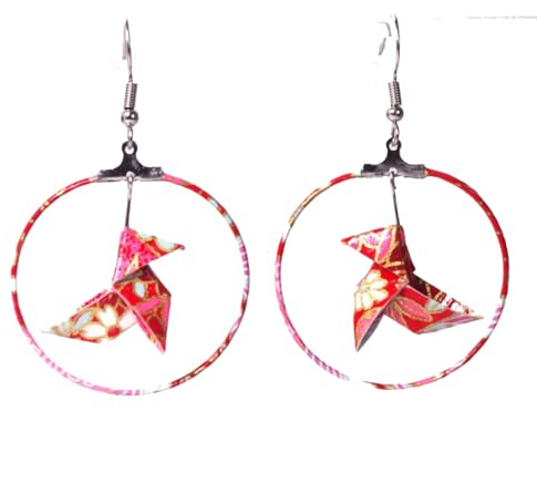 Boucles d'oreilles cocottes créoles (Rouge)