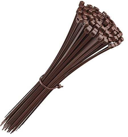 intervisio Fascette Plastica per Cablaggio 200 mm x 4,8 mm, Fermacavo Colorate Marrone Elettricista 200mm Nylon Cavi Stringicavo, 100 Pezzi
