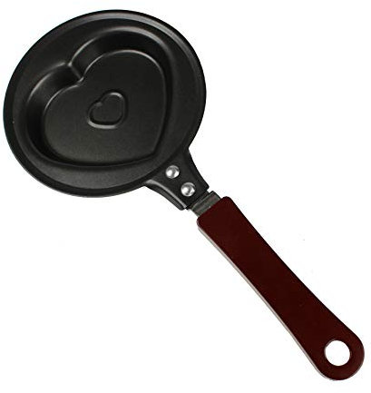 Monsterzeug Mini poêle à frire en forme de cœur avec motif cœur pour œufs au plat, omelettes et crêpes, cadeau d'amour