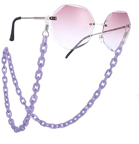 EUEAVAN Brillenkette für Gesichtsmasken, Acryl, für Damen, modische Acetat-Brillenkette, Sonnenbrillenkette, Violett, 740*9.1mm