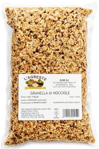 L'AGRESTE - GRANELLA DI NOCCIOLE TOSTATE - Origine ITALIA - Confezione da 1 KG IDEALE PER DOLCI, TORTE, CREME E PASTICCERIA – FRUTTA SECCA SELEZIONATA – CONFEZIONE SOTTOVUOTO SALVAFRESCHEZZA