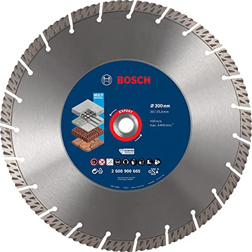Bosch 1x EXPERT MultiMaterial Diamond Cutting Disc (for Concrete, Reinforced concrete, Ø 300 mm, Professional Accessory Large Angle Grinder)