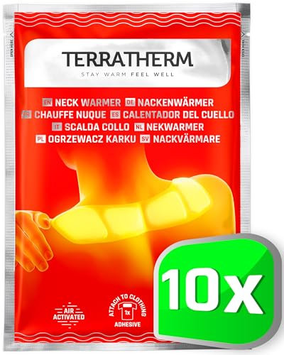 TerraTherm Wärmepflaster Nacken, Schulter und Hals - 8h wohltuende Tiefenwärme für den Rücken, Nackenwärmer, Schulterwärmer - luftaktiviert- 10 Stück