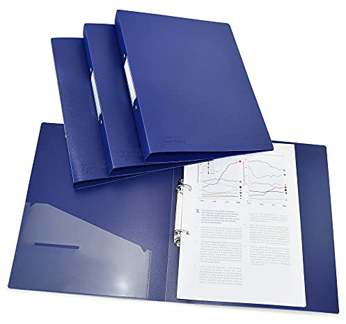 Rapesco 1660 2-Ring Binder with Antibacterial Protection, 35 mm Spine, A4, Blue, Pack of 4