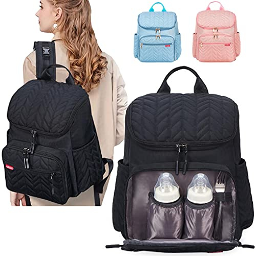 ZESLIV Baby Wickelrucksack Wickeltasche mit Wickelunterlage Kinderwagen Organizer Kinderwagen Tasche Hängeaufbewahrung Große Kapazität Babyrucksack Reiserucksack Flaschenhalter Becherhalter Blau