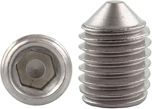 50 Stück - M6x20 - Gewindestifte Edelstahl A2 V2A Madenschrauben Wurmschrauben mit Spitze, DIN 914 (ISO 4027) u. Innensechskant ISK M6 50 STK