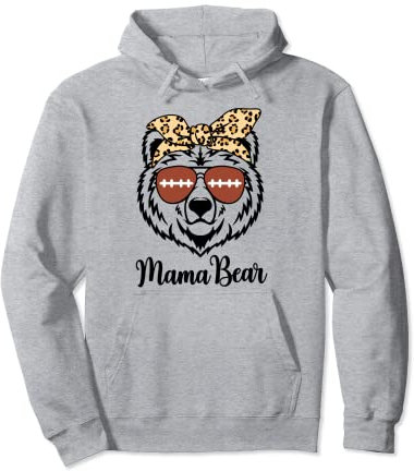 Fußball Mama Bär mit Sonnenbrille und Leoparden-Bandana-Oberteil Pullover Hoodie