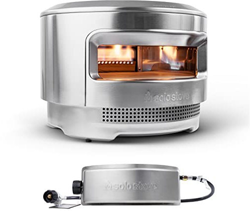 Solo Stove Forno per pizza Pi a legna e a gas | Comprensivo di forno per pizza, gruppo di cottura a legna, pietra per pizza (13 mm), Acciaio inox, Altezza: 38,4 cm x Diametro: 52 cm, Peso 13,8 kg
