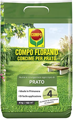 COMPO FLORANID, Concime per Prato, Concime Granulare, Per un Manto Erboso Sano e Rigoglioso, Nutrimento fino a 4 Mesi, 4 kg