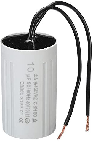 PATIKIL CBB60 10uF Running Capacitor, AC 450V 2 Wires 50/60Hz Cylinder 60x35mm for Water Pumps,Washing Machines Motor Start
