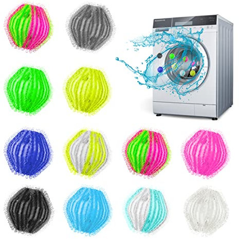 FuninCrea 12 Pcs Nylon Washing Balls, Reusable Washing Machine Lint Filters Anti-winding Floating Pet Hair Remover Washing Machines Pet Hair Catcher Balls for Laundry (02#)