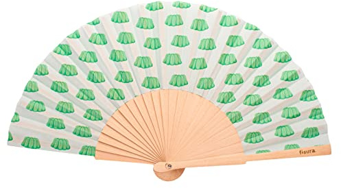 Fisura - Original Handheld Folding Fan with gelatine print. Colourful wooden fan. Original holding Hand Fans. Birthday Gifts Wedding Party Decoration
