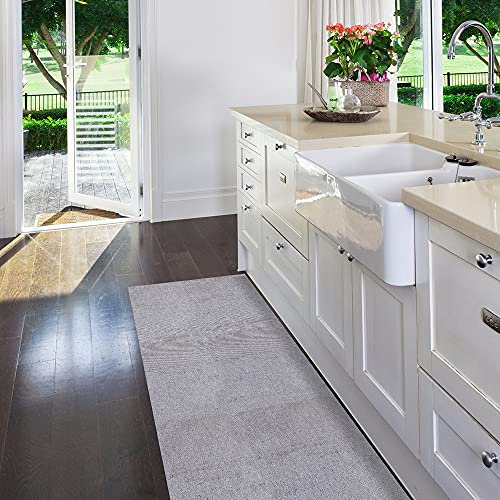 Passatoia Tinta Unita con Lurex Per Cucina Con Stampa Digitale e Fondo Antiscivolo; Runner Pavimento Digitale di Facile Manutenzione Made in Italy con Brillantini (52 x 150 cm, Lurex Argento)