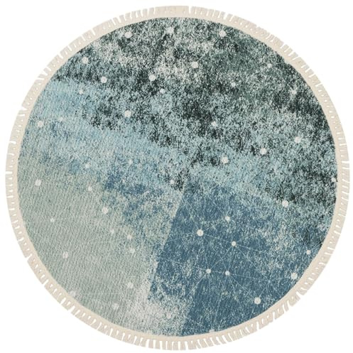 Terafeels 304090 runde Teppiche für Wohnzimmer, Universum, Weltraum, Nebel, Sterne, Sternenteppich, Bodenmatte für Wohnzimmer, Schlafzimmer, Vintage, rutschfest, fusselfrei, weich, Kreis, grau, 90 cm