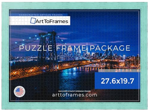 ArtToFrames 27.6x19.7 INCH/70x50 CM Blue Frame for 1000 Piece Puzzles.This 1.50 Inch Custom Wood Puzzle Frame is Eggshell Blue - Comes with Economy Acrylic (PuzzleSM-ECO150-EBU-27.6x19.7)