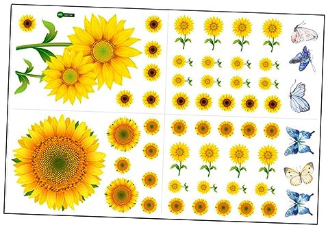 VICASKY 4 Blätter Wandtattoo Sonnenblume Entfernbare Wandaufkleber Dekoration Wand Diy Aufkleber Fensterverkleidung Wandtattoo Babyzimmer Pvc Schmücken Kinderzimmer