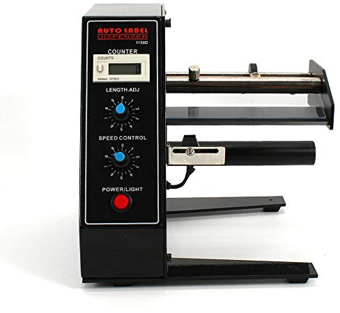 lalaleny Automatischer Etikettenspender mit 0-999999 Automatische Zählung Etikettenschälmaschine Etikettenabstreifer Rollenetikettenspender Rechteckige Etiketten 1-8M/Min
