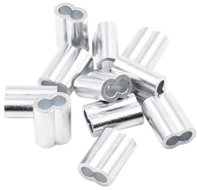 Drehseilklemmen M1 bis M12 Verschiedene Spezifikationen Stahldrahtkabelseil-Befestigungsclip 8-Form-Doppelloch-Aluminiumhülsen-Klemmen-Crimpschlaufe DrahtseilhüLsen(M4-10pcs)