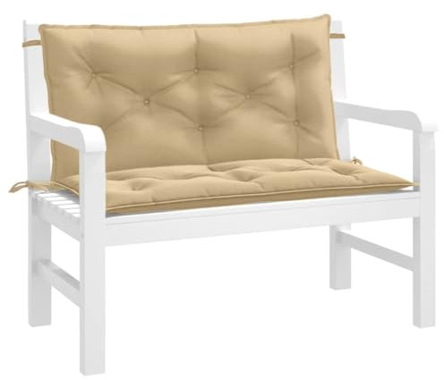 LAPOOH Gartenbank-Auflagen 2 STK. Melange Beige 100x50x7 cm Stoff, Terrassenmöbel, Wetterfeste Bank, Outdoor Bank, Parkbank, Garten Banken, Deko Bank, Gartenmöbel - 4002589