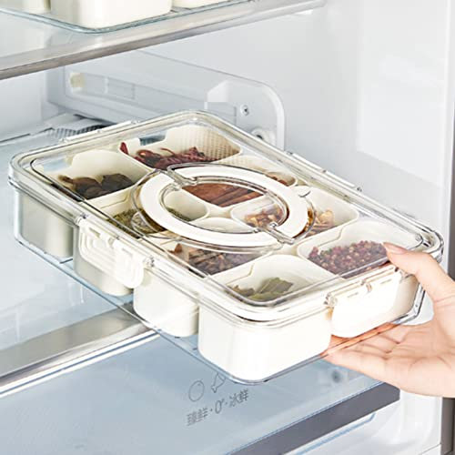 Jiawu Contenitore per Alimenti per Frigorifero Contenitore per Alimenti a Griglia Multipla di Grande capacità Design Divisorio con Coperchio per Gnocchi Verdura Frutta