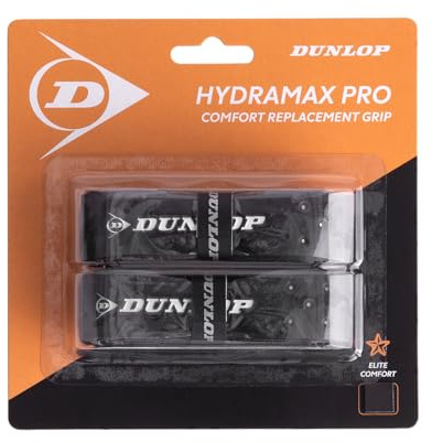 Dunlop Hydromax Pro Squash ersättningsgrepp, svart (2-pack)