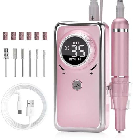 Boyuan Ponceuse Pour Ongles Professionnel 35000RPM Avec Affichage LCD Lime a Ongle Electrique, Kit D'Outils Pour Ongles En Acrylique, Ponceuse Ongle Portable Pour Polissage, Pedicure