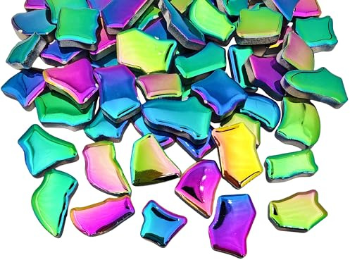 0,68-1,53 Unregelmäßige Keramik-Mosaikfliesen, 500g/1,1lb Keramik-Mosaikfliesen zum Basteln, Keramik-Mosaikstücke für Heimdekoration oder DIY-Basteleien, Mosaik-Bastelmaterial (Schillernder