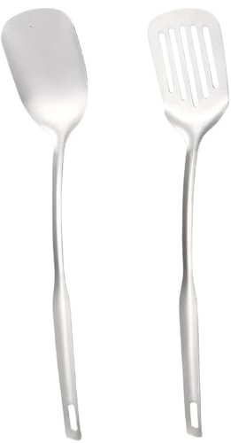 IKOPFLN Confezione da 2 spatole in acciaio inox, spatola argentata, facile da pulire, spatola da cucina per padelle antiaderenti