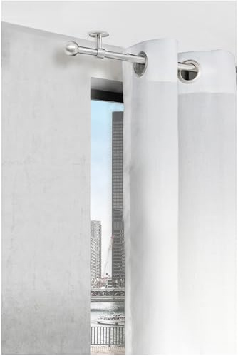 Gardinenstange ausziehbar 2in1 | Wand- & Deckenmontage | Edelstahl-Optik 210-400 cm