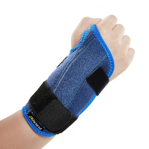 BraceUP Stabilisierte Handgelenkbandage für Kinder – Handgelenkstütze für Jungen und Mädchen, Handgelenkschiene für den täglichen Gebrauch (Größe: 100–150 cm) (Blau, Einheitsgröße, Rechts)