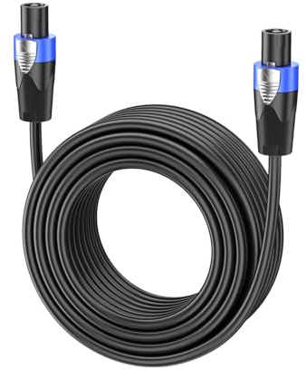 1M Câble Speakon 15AWG 2 Conducteurs PA Haut-Parleur Câble avec Twist Lock | Professionnel Speakon à Speakon Câble pour Amplificateur Audio DJ/PA, Mâle à Mâle CCA Câble pour enceintes