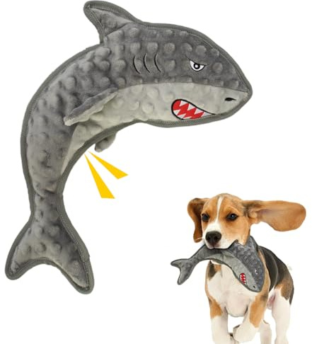 VWPTCHI Dog Toy Squeaky Chew Dog Toys No PP-Cotton,no Stuffed for Small, Medium, Large Breed Dogs Interactive Hours of Fun,Gray-Shark